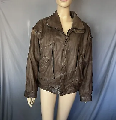 Mirage Mens Genuine Leather Bomber Zip Up Jacket Size Small Aviator Motorcycle • $41.59