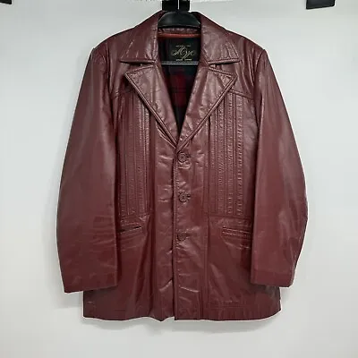 Vtg 70s Montgomery Ward Cowhide Grain Leather Jacket Men’s 42R Blanket Lining • $120