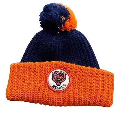 NFL Chicago Bears Vintage Knit Hat Beanie Pom Stocking Cap Navy/Orange • $15.99