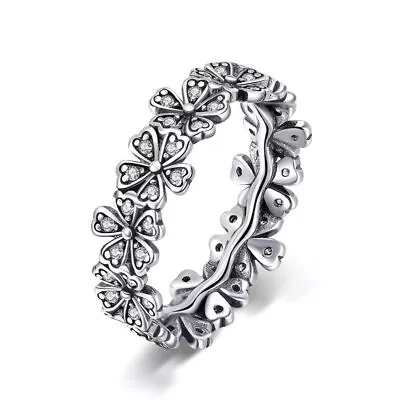 925 Sterling Silver Pure Daisy Finger Ring Shining  Engagement Jewelry • $9.53