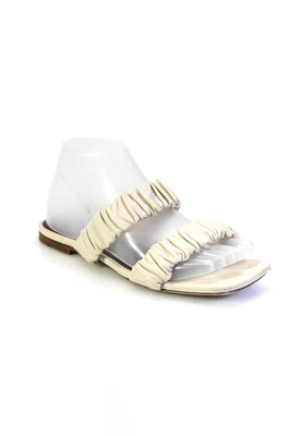 $34.01 • Buy Staud Womens Square Open Toe Slide On Cream White Flat Sandals Size 6.5