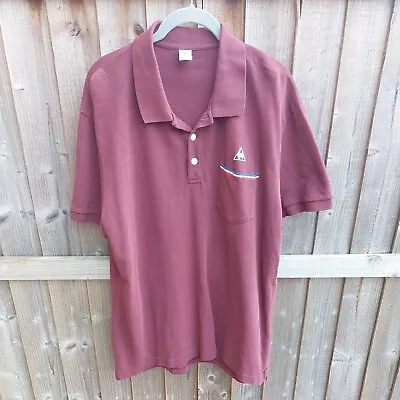 Le Coq Sportif  Polo T-Shirt Size XL Burgundy Cotton Front Pocket. Used • £7