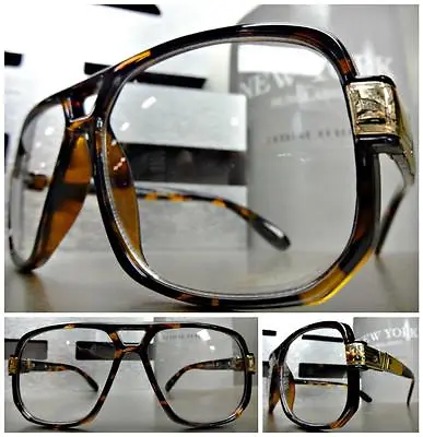 CLASSIC VINTAGE RETRO HIP HOP Style Clear Lens EYE GLASSES Tortoise & Gold Frame • $13.99