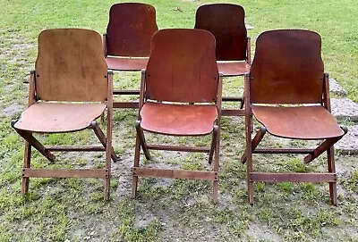 Vtg Mid Century 1940s US Norco American Seating Company Wooden Folding Chairs • $499.99