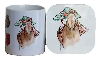 Horse Racing Mug And Coaster Gift Set From Original Hand Drawn Illustrations • £15