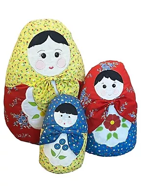 Vintage Pier One Folk Matryoshka Russian Doll Pillows Dolls Set Of 3 • $40