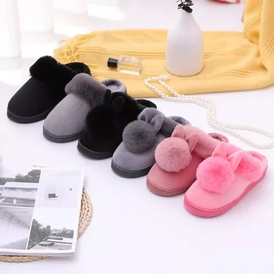 Plush Bunny Rabbit Cotton Slippers Non-Slip Rabbit Ear Shoe Plush Footwear  Men • $22.50