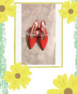 ZARA Women's Slingback Leather Sandals(Red US  7.5 8 9/EUR  38 39 40) • $55.99