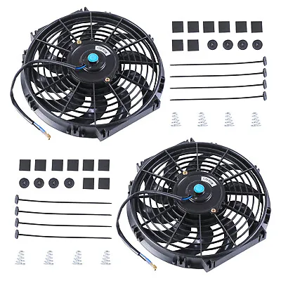 $42.40 • Buy 2x 12  Inch Universal Slim Fan Push Pull Electric Radiator Cooling 12V Mount Kit