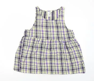 COLLUSION Womens Purple Plaid Cotton Pinafore/Dungaree Dress Size 12 Round Neck  • £4.75