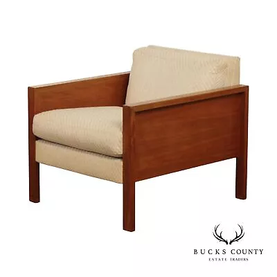 `Mid Century Modern Walnut Cube Lounge Chair • $1195