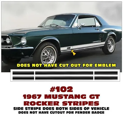 102 - 1967 Ford Mustang Gt - Lower Rocker Side Stripe Kit - Does Both Sides • $29.95