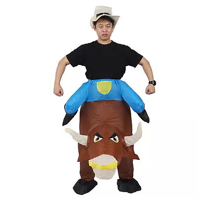 Inflatable Bull Costume For Adults Funny Blow Up Bull Rider Costume With Blo FDS • $54.90