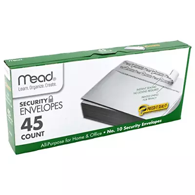 Mead No.10 Envelopes Security Press-it Seal-it 4-1/8  X 9-1/2  White 45 Per • $11.75