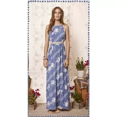 $45 • Buy TIGERLILY | Las Dalias Blue Floral Maxi Dress | Size 8