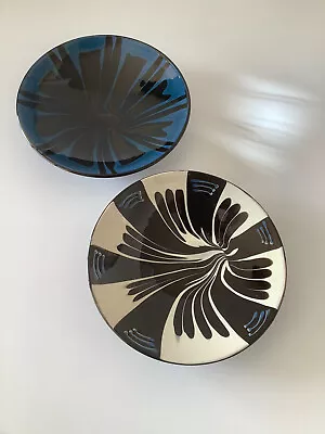 Mid Century Denmark Herman Kahler Pair Low Profile Decorative Ceramic Bowls • $145