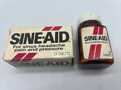 Vintage Sine-Aid Full Bottle & Box 24 Tablets  Sinus Headache Unopened NOS • $14.99