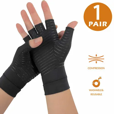 $45.59 • Buy Fingerless Carpal Tunnel Gloves For Relieve Pains & Computer Typing - Black, L