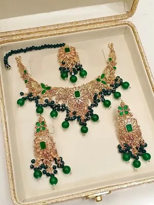 Indian Pakistani Party Wear Set Bridal Set With Choker Tikka Jhumar Earrings • £45