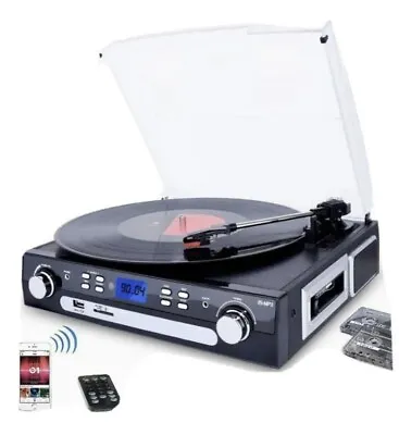 DIGITNOW! All In One Bluetooth Cassette Radio USB Aux In Record Turntable M36 N • £44.99