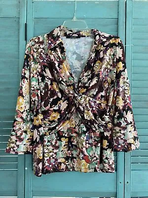 Essentials By Milano Blouse Shirt ~ Sz XL ~ Long Sleeve ~ Multicolor • $17.49