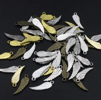 Angel Wings Silver Gold Tibetan Charms Pendants Jewellery Making 17mm X 6mm UK • £1.65