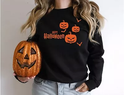 Happy Halloween Pumpkin Tee Witch  Season Unisex Sweatshirt Happy  Halloween 2 • £14.69