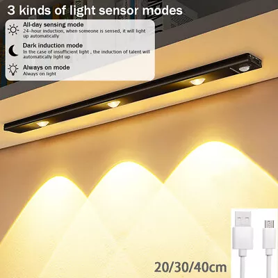 LED Motion Sensor Under Cabinet Closet Light USB Rechargeable Kitchen Lamp Strip • $12.58