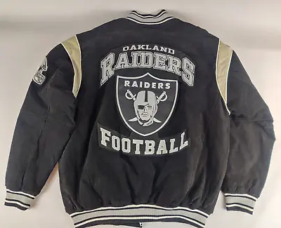 Vintage Oakland Raiders Suede Leather XL Jacket GIII NFL Varsity Style Rare • $69.99