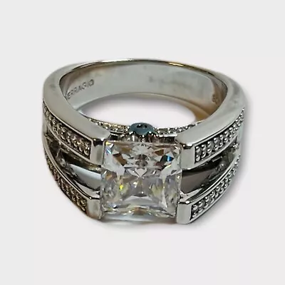 Verragio Sterling 925 Silver CZ Split Shank Princess Cut Ring Sz 8 • $68