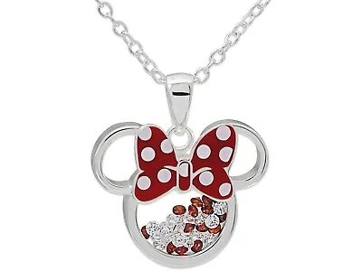 NIB- Disney Mickey Mouse & Friends SS Minnie Crystal Shaker Pendant Necklace • $16.88