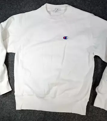 Vtg CHAMPION Reverse Weave Sweatshirt SOLID White CREWNECK S Mall But Heavy 1020 • $12.56