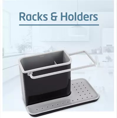 $16.10 • Buy Kitchen Sink Caddy Sponge Holder Storage Organizer Soap Drainer Utensils Rack AU