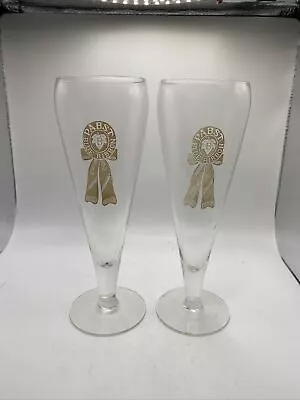 Pair Of Vintage ACL Pabst Blue Ribbon PBR White Logo Pilsner Style Beer Glass • $50