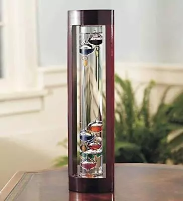 Galileo Thermometer With Cherry Finish Wood Frame SALE • £37.65