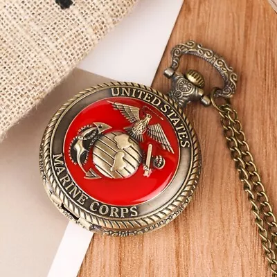 Vintage United State Quartz Pocket Watch Necklace Chain Military Watch Top Gifts • $5.41