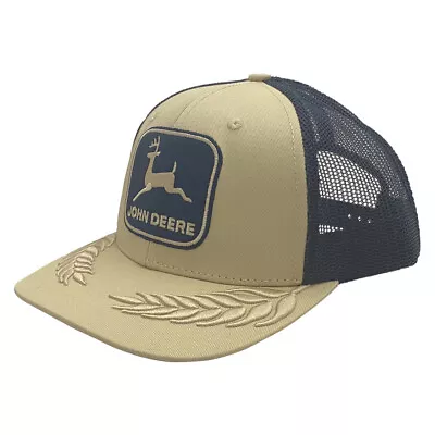 John Deere LP76458-JD Twill/Mesh Trucker Cap/Hat 3D Wheat/Navy One Size • $32