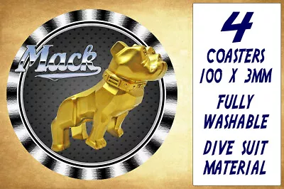 4  X  MACK TRUCK GOLDEN BULLDOG  - DRINK COASTERS  • $12.95