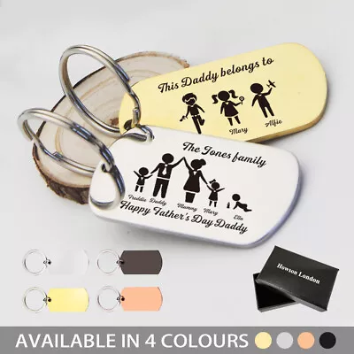 Personalised Keyring Engraved Family Portrait Key Tag Keychain Fathers Day Gift • £4.99