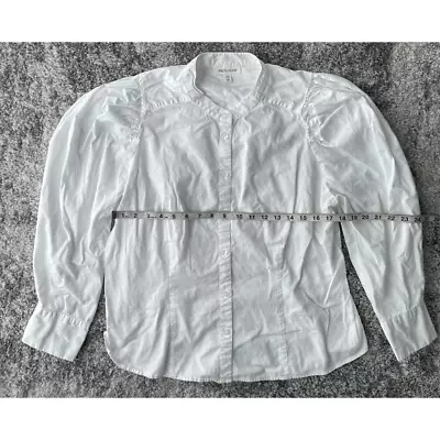 Prologue Womens Button Front Shirt White Cuff Sleeve Mandarin Collar Cotton XXL • $9.74