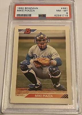 1992 Bowman #461 Mike Piazza RC Rookie PSA 8 LOS ANGELES DODGERS HOF • $5.07