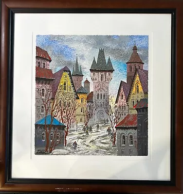 Gdansk - Winter Day Anatole Krasnyansky Signed In Ink Serigraph Paper FRAMED COA • $195