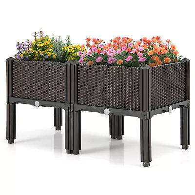 Elevated Plastic Raised Garden Bed Planter Kit For Flower Vegetable Grow 2 Set • $59.49