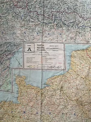 Original Ww2 Raf Silk Escape Map France Belgium Holland Swiss Frontier Etc 1943 • £26