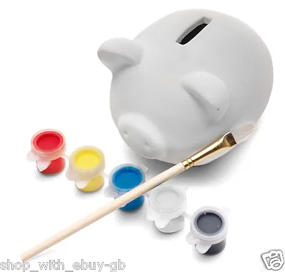 Paint Your Own Ceramic Piggy Bank Money Box Kids Crafts Gift Stocking Filler UK • £6.99