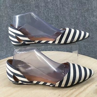 Merona Sandals Womens 9.5 Casual Slip On Striped Pointed Flats Blue White Fabric • $26.99