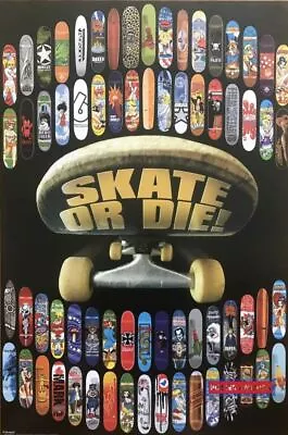 Skate Or Die Assorted Skate Deck Art Vintage 2002 UK Import Poster 24 X 36 • $124.75