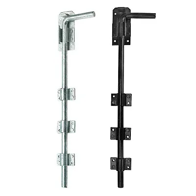 Drop Bolt Gate Garage Door Heavy Duty Long Black Galvanised Garden Metal • £14.95