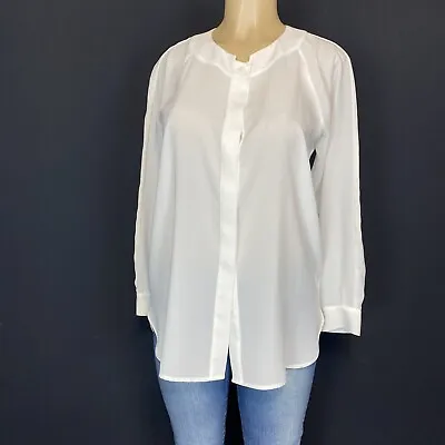 Cabi Style 3421 Ivory Semi Sheer Sleeved Relaxed Blouse Tunic Shirt Womens Sz XS • $12.50