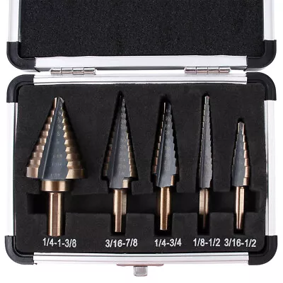 5pcs Step Drill Bit Set HSS Cobalt Multiple Hole 50 Sizes High Speed Step Drill • $13.11